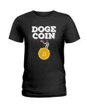 Dogecoin Moon Space US Flag Ladies T-Shirt tile