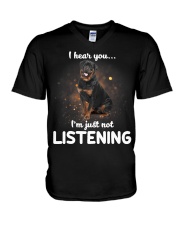 Rottweiler I Hear You Not Listening V-Neck T-Shirt tile