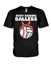 Busy Raising Ballers V-Neck T-Shirt tile