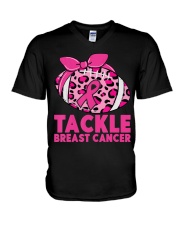 Tackle Breast Cancer Awareness V-Neck T-Shirt tile