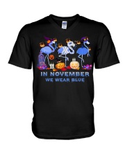 In November We Wear Blue Flamingo T1D Diabetes V-Neck T-Shirt tile