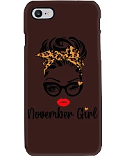 November Girl Leopard Woman Face Messy Bun Hair Bandana Bday Phone Case tile