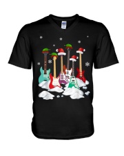 Guitar Santa Hat Christmas Tree Funny Music Loves Xmas T-Shirt V-Neck T-Shirt tile