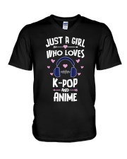 Just A Girl Who Loves K-Pop And Anime V-Neck T-Shirt tile