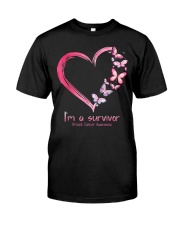 Pink Butterfly Heart I'm A Survivor Classic T-Shirt front