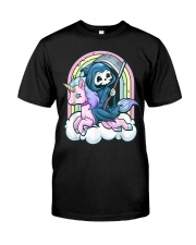 Cute Creepy Unicorn Grim Reaper Classic T-Shirt front