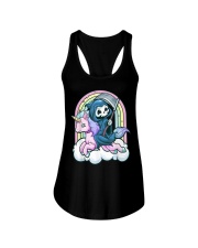 Cute Creepy Unicorn Grim Reaper Ladies Flowy Tank tile