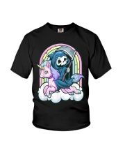 Cute Creepy Unicorn Grim Reaper Youth T-Shirt tile