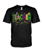 Funny Teacher Mardi Gras V-Neck T-Shirt tile