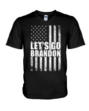Let's Go Brandon US Flag V-Neck T-Shirt tile