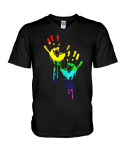 LGBT Pride Bloody hands tee V-Neck T-Shirt tile