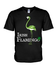 Funky Irish Flamingo Green V-Neck T-Shirt tile