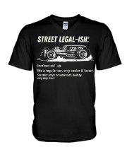 Funny Drag Racing Strip Hot Rod V-Neck T-Shirt tile