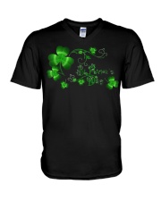 Happy ST Patricks day and shamrock V-Neck T-Shirt tile