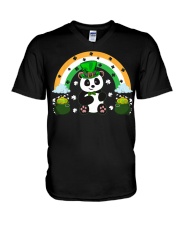 Irish Shamrock Magical Rainbow Panda V-Neck T-Shirt tile