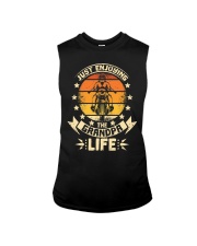 Grandpa with funny grandpa and biker grandpa with motorcycle Sleeveless Tee tile