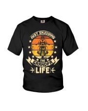 Grandpa with funny grandpa and biker grandpa with motorcycle Youth T-Shirt tile