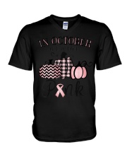 In October We Wear Pink Thanksgiving V-Neck T-Shirt tile