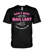 Funny Mail Carrier Mail Lady V-Neck T-Shirt tile