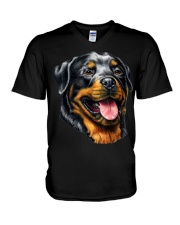 Face Portrait Watercolor Painting Rott V-Neck T-Shirt tile