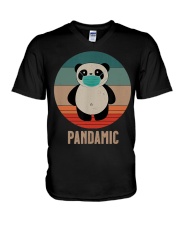 Panda Bear with mask V-Neck T-Shirt tile