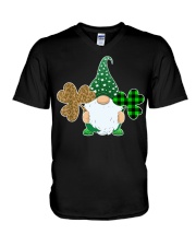 Gnome Holding Heart Shamrock V-Neck T-Shirt tile