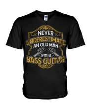 Mens Never Underestimate An Old Man With A Bass Guitar T-Shirt V-Neck T-Shirt tile