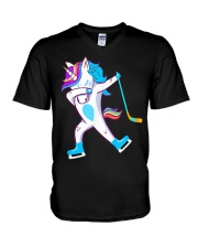 Hockey unicorn V-Neck T-Shirt tile
