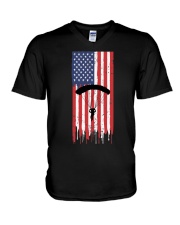 Parachutist American Flag V-Neck T-Shirt tile