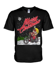 Merry Christmas & A Happy New Year Santa Motorcycle Chopper V-Neck T-Shirt tile