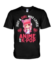 Just a Girl Who Loves Anime and KPop V-Neck T-Shirt tile
