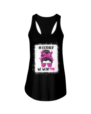 In October We Wear Pink Messy Bun Ladies Flowy Tank tile