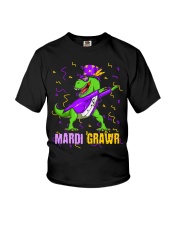 Mardi Gras Dabbing T Rex Youth T-Shirt tile