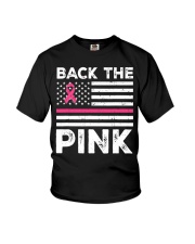 Back The Pink Ribbon Flag Breast Cancer Youth T-Shirt tile