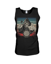 Darts Vintage American Flag Skull Unisex Tank tile