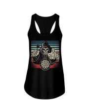 Darts Vintage American Flag Skull Ladies Flowy Tank tile