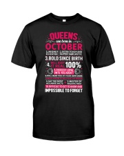 Queens Are Born in October Classic T-Shirt front