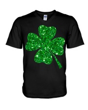 Sparkle Clover Shamrock Irish V-Neck T-Shirt tile