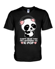 Can't Hear You I'm listening to K-Pop V-Neck T-Shirt tile