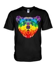 Geometric Bear LGBT Rainbow Flag Gay PRIDE V-Neck T-Shirt tile