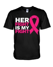 Her Fight Is My Fight Breast Cancer Awareness V-Neck T-Shirt tile