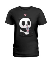 Panda Is Drinking Boba Bubble Tea Ladies T-Shirt tile