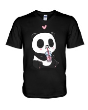 Panda Is Drinking Boba Bubble Tea V-Neck T-Shirt tile