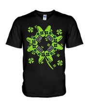 Video Game Shamrock V-Neck T-Shirt tile