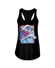 Vaporwave Axolotl The Great Wave Ladies Flowy Tank tile