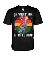 Oh what Fun it is to Ride, Funny Christmas Motorcycle Biker V-Neck T-Shirt tile