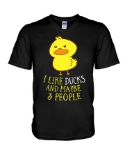 I Like Ducks And Maybe 3 People Funny V-Neck T-Shirt tile