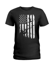 Vintage American USA Flag Duck Hunting Ladies T-Shirt tile
