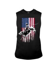 Bull Rider Patriotic American Flag Sleeveless Tee tile