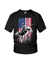 Bull Rider Patriotic American Flag Youth T-Shirt tile